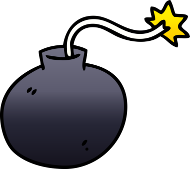 bir insan tarafından çizilmiş gölgelenmiş garip karikatür bombası.