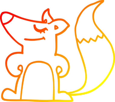 Bir insan tarafından çizilmiş bir tilkinin sıcak çizgi çizimi