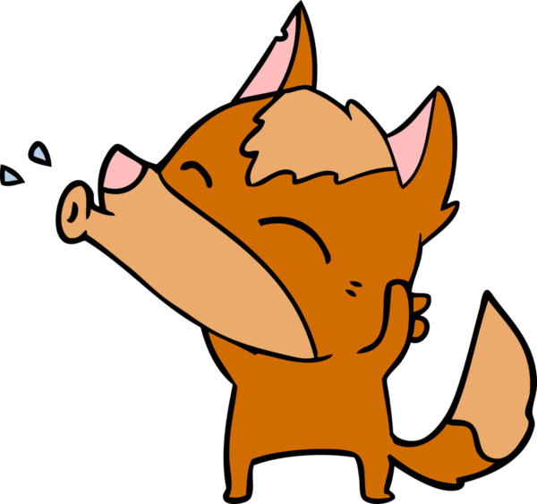 Bir insan tarafından çizilmiş tilki çizgi film karakteri