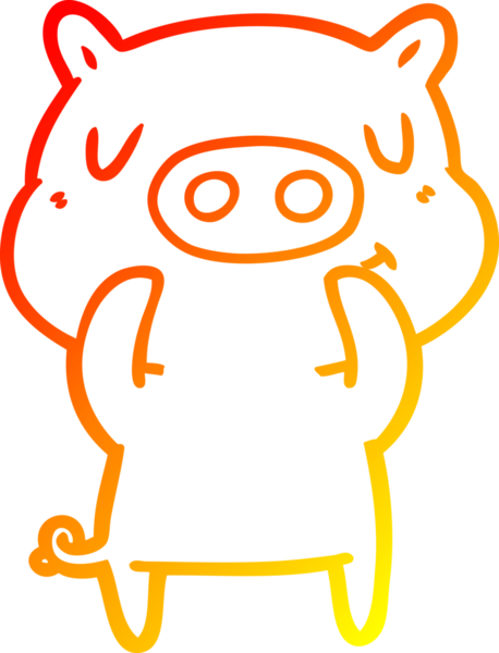 Bir insan tarafından çizilen çizgi film içerikli domuzun sıcak çizgi çizimi