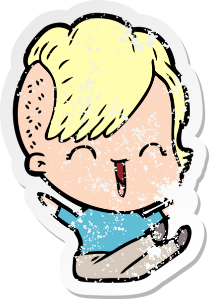 Bir insan tarafından çizilmiş mutlu bir hippi kızın sıkıntılı çıkartması.