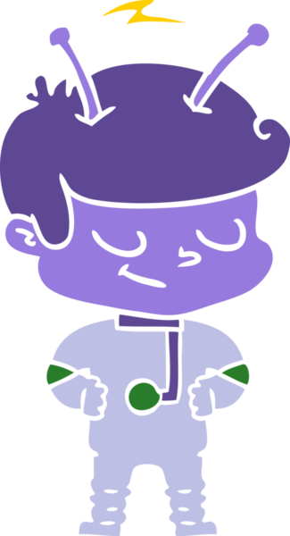 Bir insan tarafından çizilmiş düz renkli çizgi film uzay adamı.