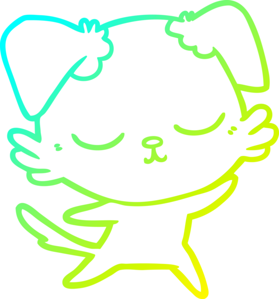 Bir insan tarafından çizilmiş şirin bir çizgi köpeğin soğuk gradyan çizgisi.