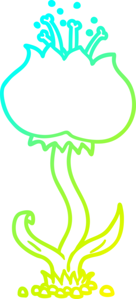 Bir insanın çizdiği egzotik bir çiçeğin soğuk gradyan çizimi