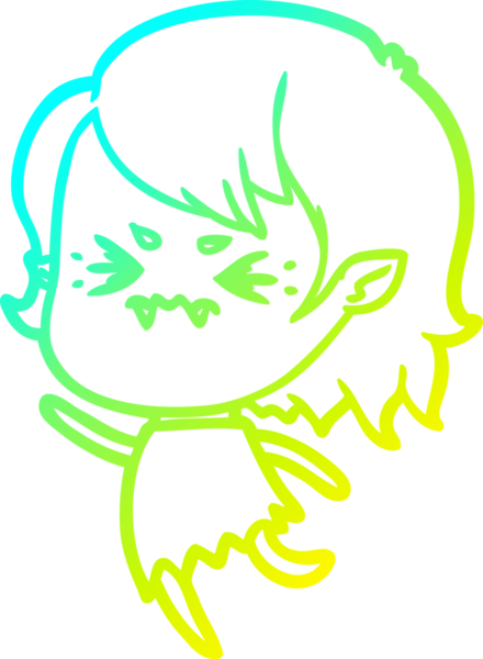 Bir insan tarafından çizilmiş, soğuk gradyan çizgi film karakteri bir vampir kız.