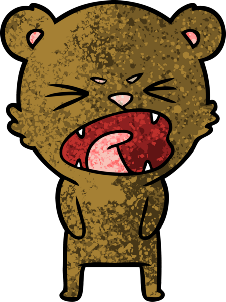 Bir insan tarafından çizilmiş kızgın çizgi film ayısı.