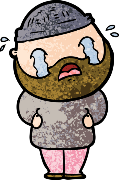 Çizgi film sakallı adam bir insan tarafından çizilmiş ağlıyor.