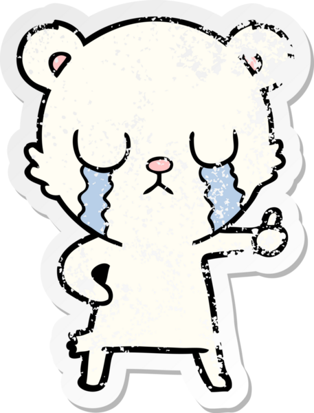 Bir insan tarafından çizilmiş ağlayan kutup ayısı karikatürü.