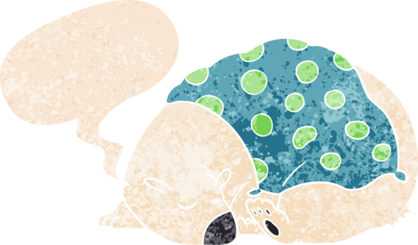 Karikatür kutup ayısı grunge 'de konuşma baloncuğuyla uyuyor.