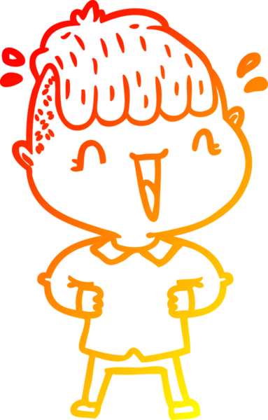 Sıcak bir çizgi film çizimi. Mutlu bir çocuk. Bir insan tarafından çizilmiş.