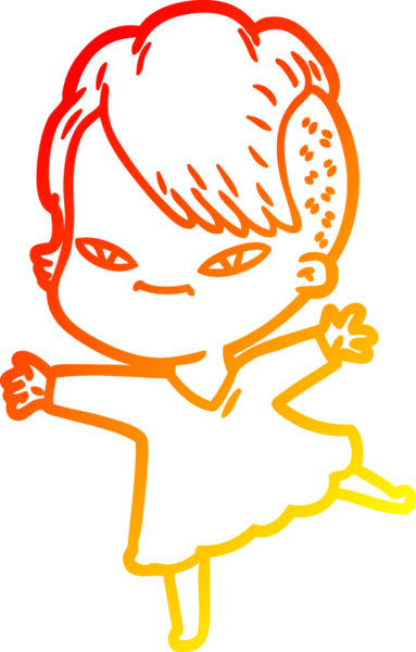 Hipster saç kesimi bir insan tarafından çizilmiş güzel bir çizgi film kızı çizimi.