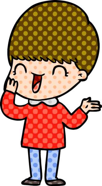 Bir insan tarafından çizilmiş mutlu çizgi film çocuğu.