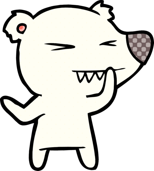 Bir insan tarafından çizilmiş kızgın kutup ayısı çizgi filmi.