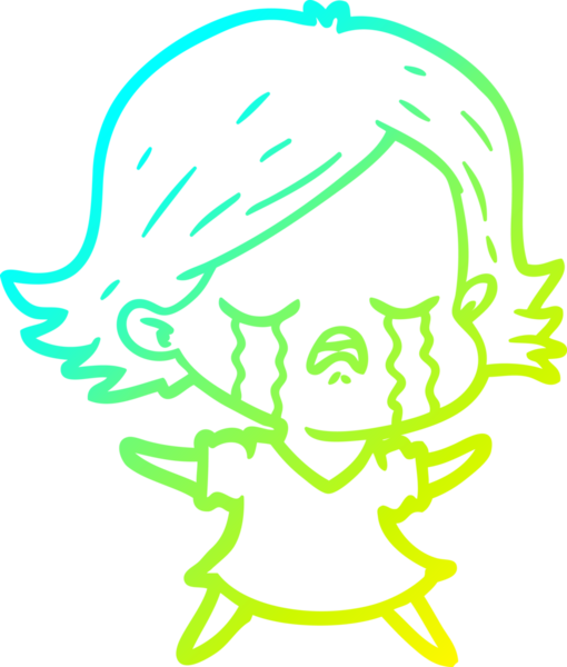 Bir insan tarafından çizilmiş ağlayan bir çizgi film kızı çizimi.