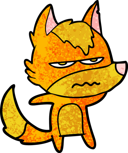 Bir insan tarafından çizilmiş kızgın tilki çizgi film karakteri