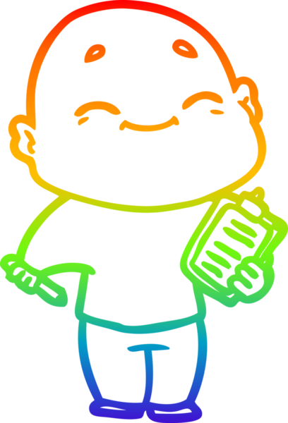 gökkuşağı gradyan çizimi mutlu bir çizgi kel adamın çizimi bir insan tarafından çizildi