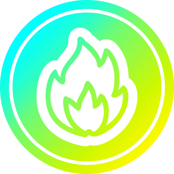 Bir insan tarafından çizilmiş basit bir alev dairesel simgesi