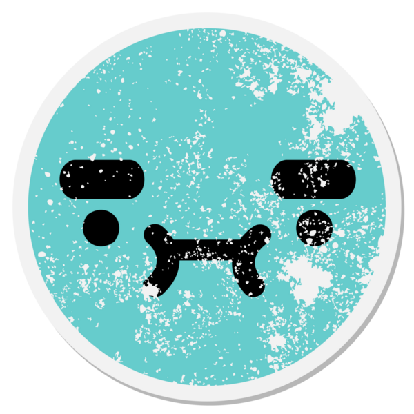 Bir insan tarafından çizilmiş kalın kaşlı, sevimli bir yüz.