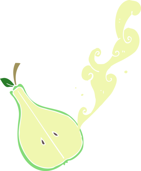 Bir insan tarafından çizilmiş yarım armutun düz renk çizimi