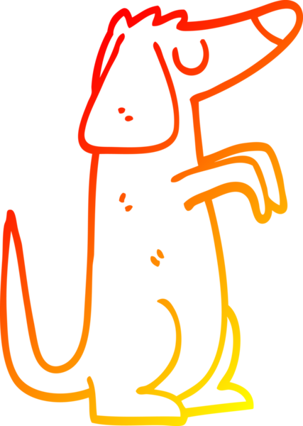 Bir insan tarafından çizilmiş çizgi film köpeğinin sıcak çizgi çizimi