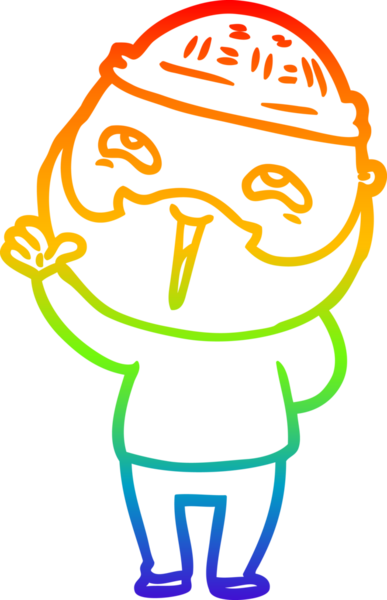 Bir insan tarafından çizilmiş mutlu sakallı bir adamın çizgi çizimi.