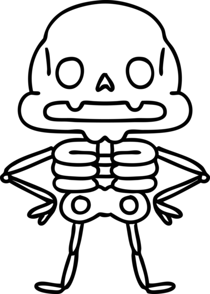 Bir insan tarafından çizilmiş benzersiz özgüvenin ürkütücü iskeleti.