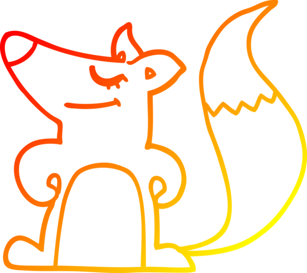 Bir insan tarafından çizilmiş bir tilkinin sıcak çizgi çizimi