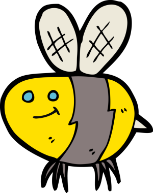 Bir insan tarafından çizilmiş çizgi film arısı.