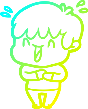 Bir insan tarafından çizilmiş gülen bir çizgi film karakteri çizimi.