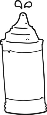 Bir insan tarafından çizilmiş siyah beyaz hardal şişesi.