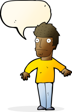 Bir insan tarafından çizilmiş, konuşma balonu olan endişeli bir adam.