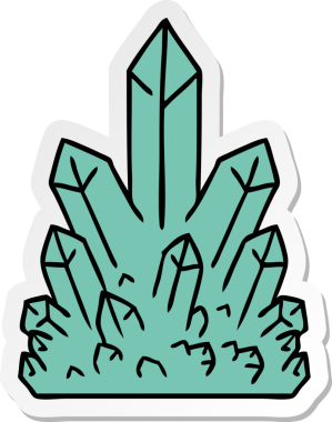 Bir insan tarafından çizilmiş kristal taşların el çizimi karikatürü