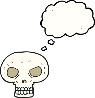 Bir insan tarafından çizilmiş serbest çizim baloncuk kafatası