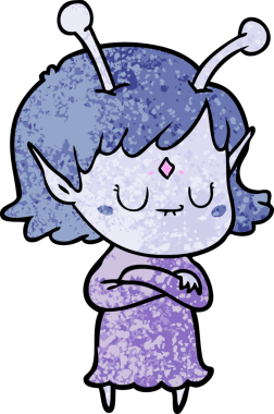 Bir insan tarafından çizilmiş uzaylı kız.