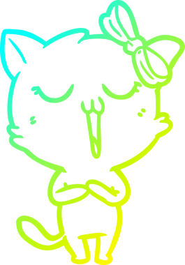 Bir insan tarafından çizilen çizgi film kedisinin soğuk gradyan çizgisi.