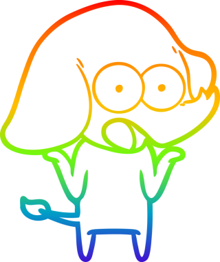 Gökkuşağı gradyan çizgisi bir insan tarafından çizilmiş şirin bir fil çizimi