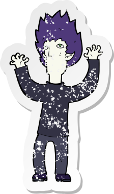 Bir insan tarafından çizilmiş bir vampir çizgi filminin gerilimli yapıştırması.