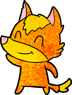 Bir insan tarafından çizilmiş tilki çizgi film karakteri