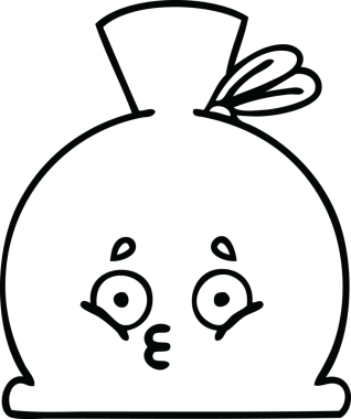 Bir insan tarafından çizilmiş çuval karikatürü.