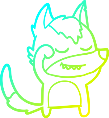 Bir insan tarafından çizilmiş yorgun bir kurt çizgi karakteri.