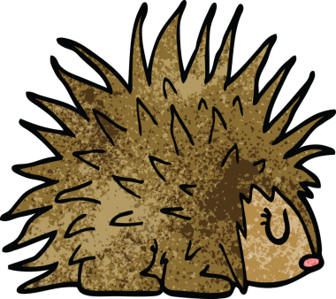 Bir insan tarafından çizilmiş çivili kirpi.