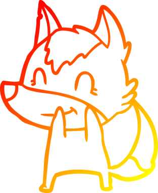 Bir insan tarafından çizilmiş dost canlısı bir kurt çizgi çizimi.