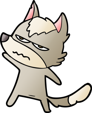 Bir insan tarafından çizilmiş rahatsız kurt çizgi filmi.