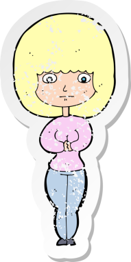 Bir insan tarafından çizilmiş utangaç bir karikatür çıkartması.