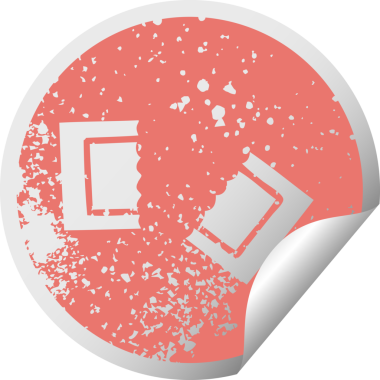 Bir insan tarafından çizilmiş sinema biletinin sıkıntılı, dairesel soyma etiketi.