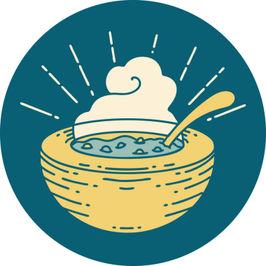 Bir insan tarafından çizilmiş bir çorba kasesinin simgesi.