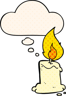 Bir insan tarafından çizilmiş, düşünce baloncuklu çizgi roman mumu.