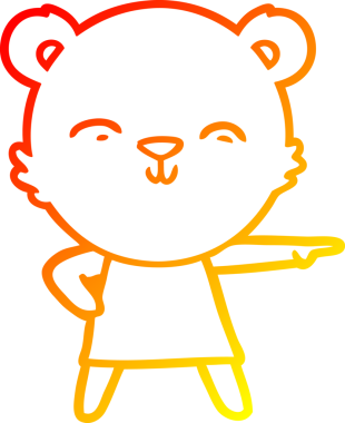 Bir insan tarafından çizilmiş mutlu çizgi film ayısının sıcak çizgi çizimi