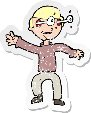 Bir insan tarafından çizilmiş bir çizgi filmin gerilimli yapıştırması.