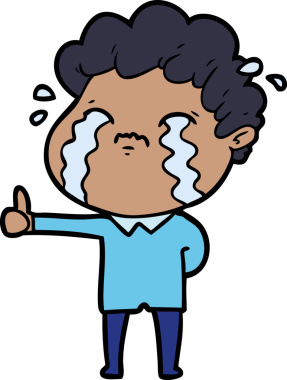 Bir insan tarafından çizilmiş ağlayan çizgi film adamı.